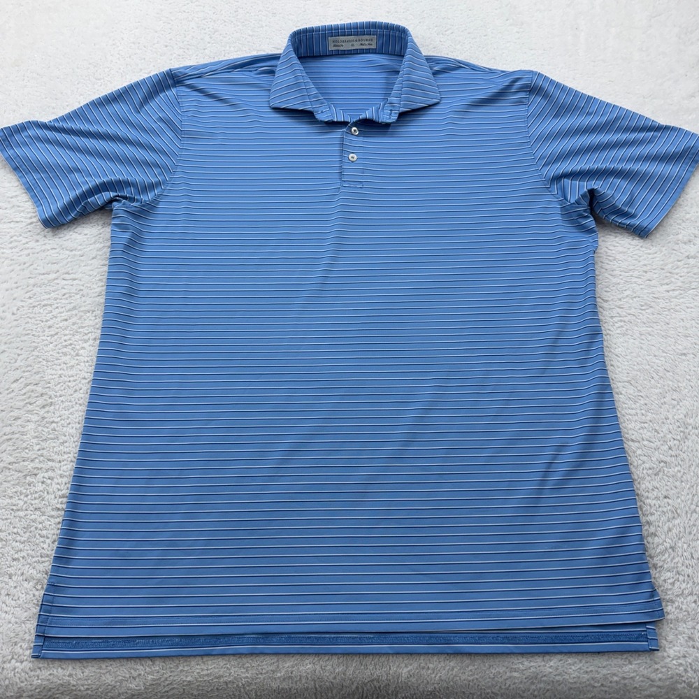 Men's Blue Striped Polo Shirt - Lightweight Performance
